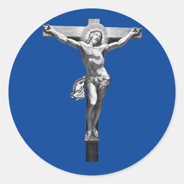 Jesus christ Cross Christian Faith Bible ART Classic Round Sticker (Front)