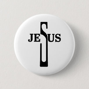 Jesus Christ Cross Christian Faith In God Mens Eas 6 Cm Round Badge