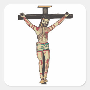Jesus Christ Cross Crucifixion Watercolor art Square Sticker