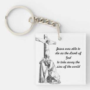 Jesus Christ Crucifixion cross Bible Quotes Key Ring