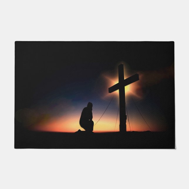 Jesus Christ Crucifixion Cross Floor Mat (Front)