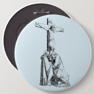 Jesus Christ Crucifixion cross Illustration art 6 Cm Round Badge