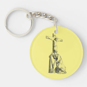 Jesus Christ Crucifixion cross Illustration art Key Ring