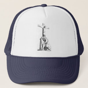 Jesus Christ Crucifixion cross Illustration art Trucker Hat