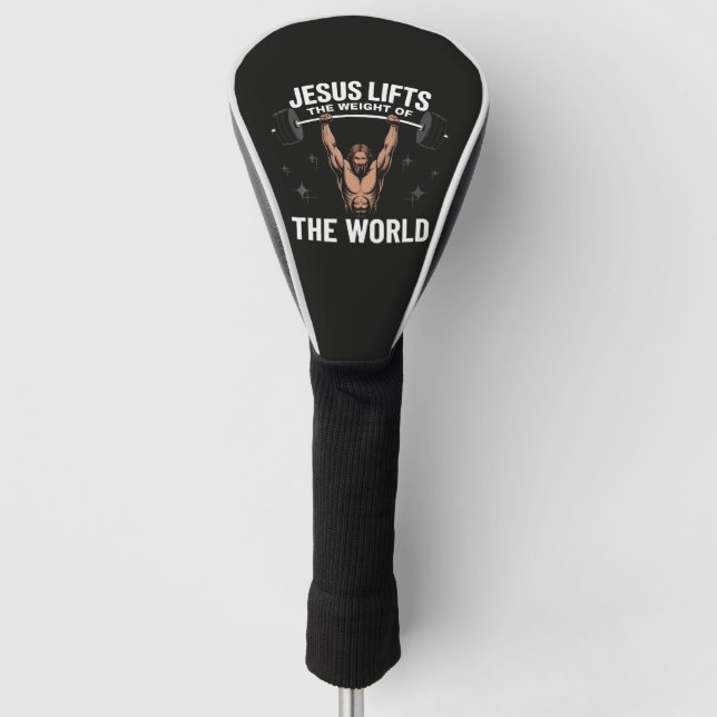 Jesus Christ Deadlifting Golf Head Cover (Front)