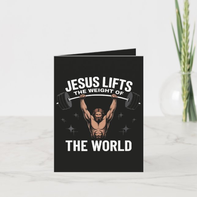 Jesus Christ Deadlifting Holiday Card (Front)