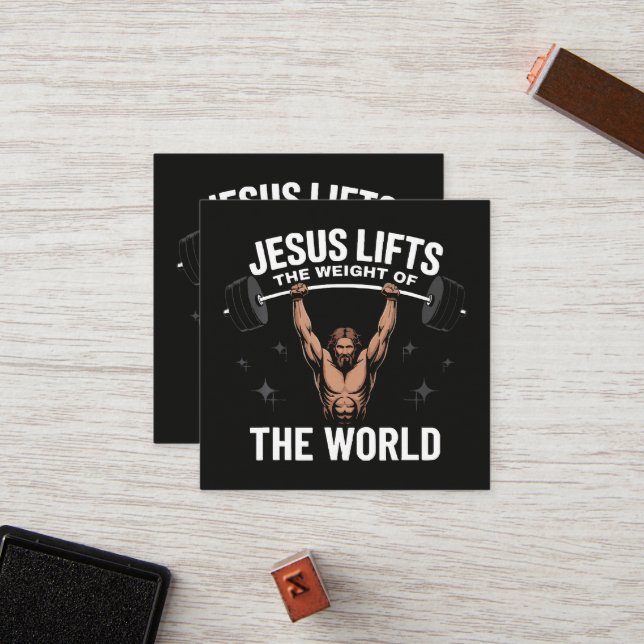 Jesus Christ Deadlifting Loyalty Card (Front/Back In Situ)