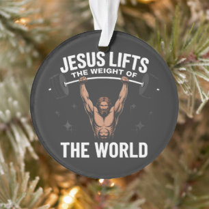 Jesus Christ Deadlifting Ornament