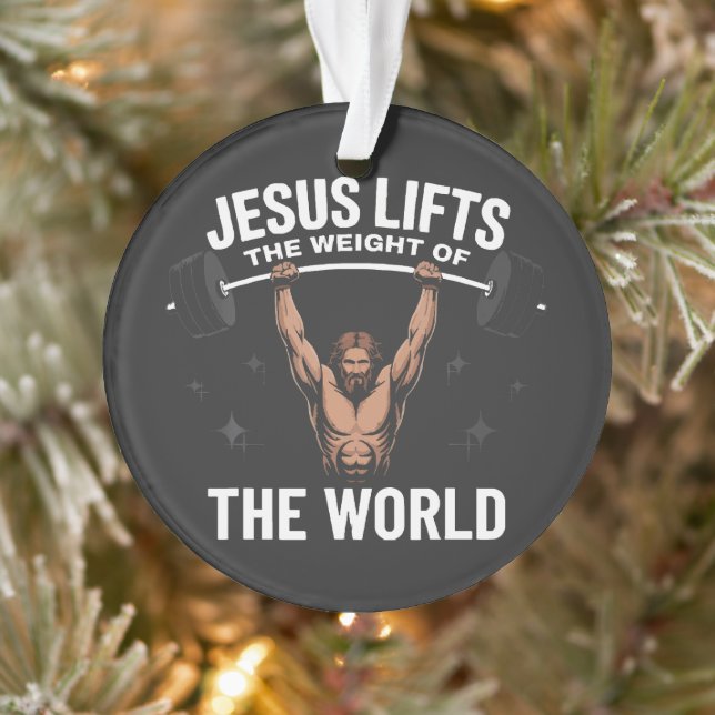 Jesus Christ Deadlifting Ornament (Tree)