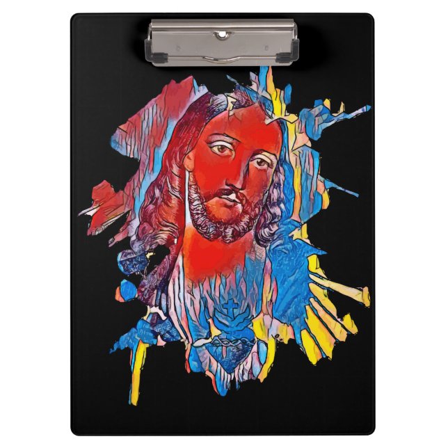 Jesus Christ Face sacred heart Abstract art Clipboard (Front)