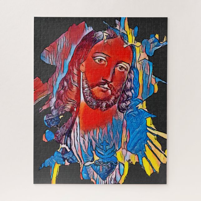 Jesus Christ Face sacred heart Abstract art Jigsaw Puzzle (Vertical)