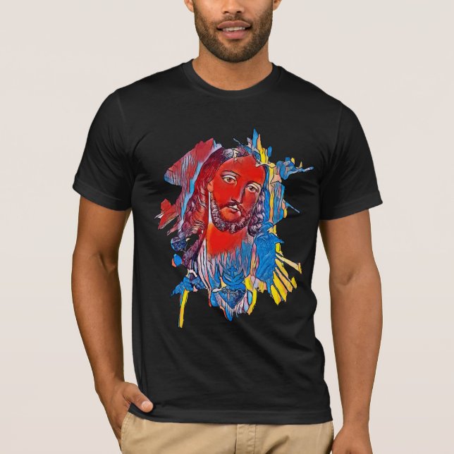 Jesus Christ Face sacred heart Abstract art T-Shirt (Front)