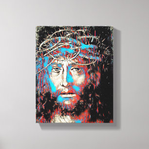 Jesus Christ face Thorn Crown Abstract Painting Canvas Print