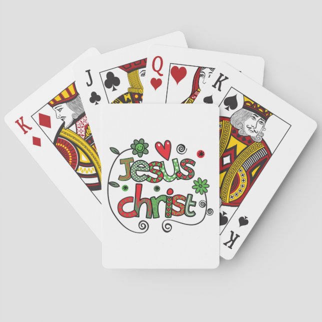 Jesus Christ Festive Christian Typography Playing Cards (Back)