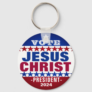 Jesus Christ for President 2024 Campaign Button Key Ring