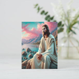 Jesus Christ Gazing Towards Heavenly Horizon Postcard