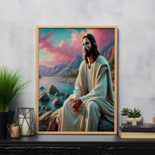 Jesus Christ Gazing Towards Heavenly Horizon Poster
