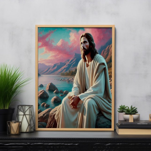 Jesus Christ Gazing Towards Heavenly Horizon Poster (Creator Uploaded)