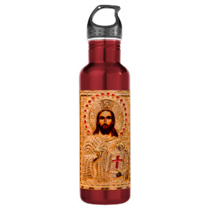 Jesus christ golden icon 710 ml water bottle