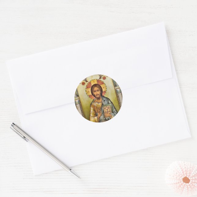 Jesus Christ Gospels New Testament Icon Classic Round Sticker (Envelope)
