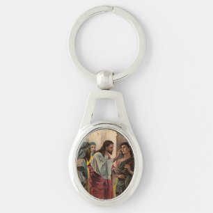Jesus Christ healing the blind man Key Ring