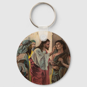 Jesus Christ healing the blind man Key Ring