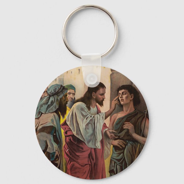 Jesus Christ healing the blind man Key Ring (Front)