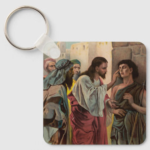 Jesus Christ healing the blind man Key Ring