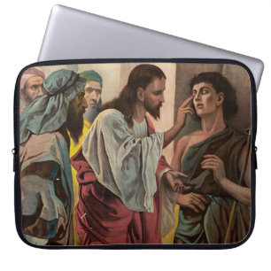 Jesus Christ healing the blind man Laptop Sleeve
