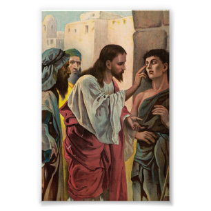 Jesus Christ healing the blind man Photo Print
