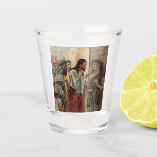 Jesus Christ healing the blind man Shot Glass