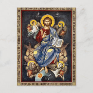 Jesus Christ Holding the Gospels Angels Icon Postcard