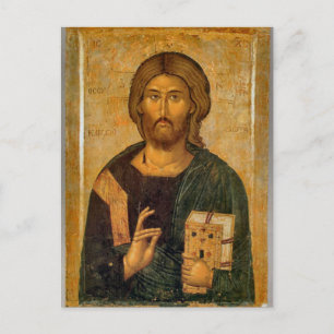 Jesus Christ Holding the Gospels Orthodox Icon Postcard