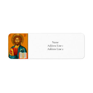 Jesus Christ Holding the Gospels Orthodox Icon Return Address Label