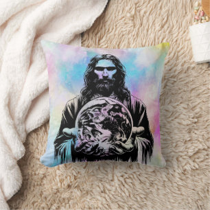 Jesus Christ Holding The world Art illustration Cushion