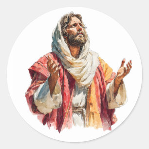Jesus Christ Image Modern Christian Religious Art Classic Round Sticker