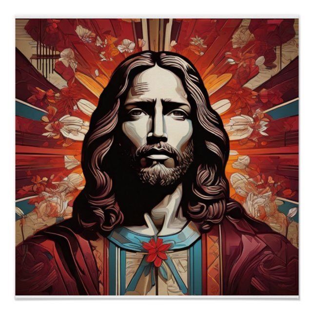 Jesus Christ In Pop Art and Art Deco Poster (Front)