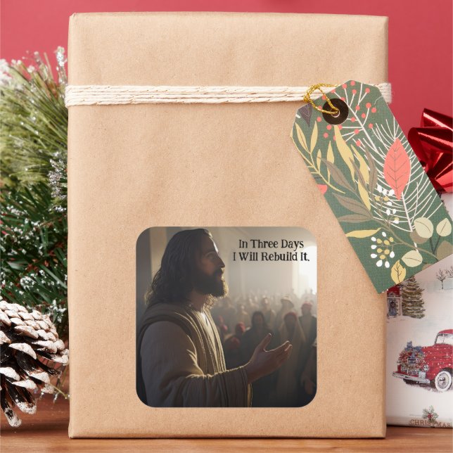 Jesus Christ In The Temple Chosen Custom Text Square Sticker (Holiday)