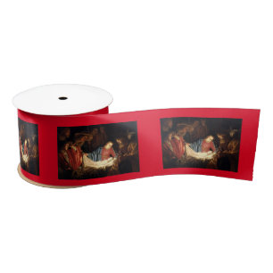 Jesus Christ is Born on Christmas Satin Ribbon