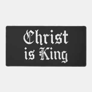 Jesus Christ Is King Gothic Blackletter Grunge Art Desk Mat