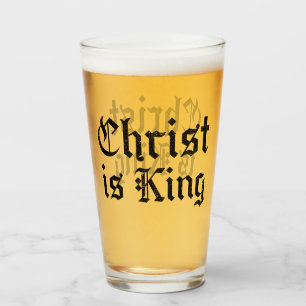 Jesus Christ Is King Gothic Blackletter Grunge Art Glass