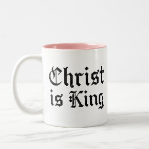 Jesus Christ is King - gothic grunge eroded style Two-Tone Coffee Mug