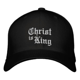Jesus Christ is King mediaeval gothic type style Embroidered Hat
