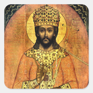 Jesus Christ King of Kings Orthodox Christian Icon Square Sticker