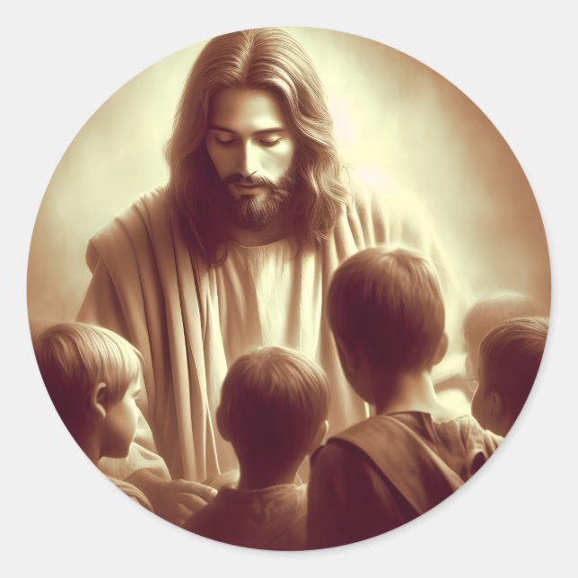 Jesus Christ Let The Children Come To Me - Chosen Classic Round Sticker (Front)