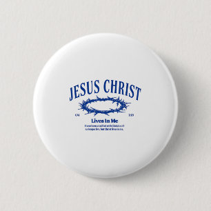 Jesus Christ Lives In Me Crown Of Thorn Bible Fait 6 Cm Round Badge