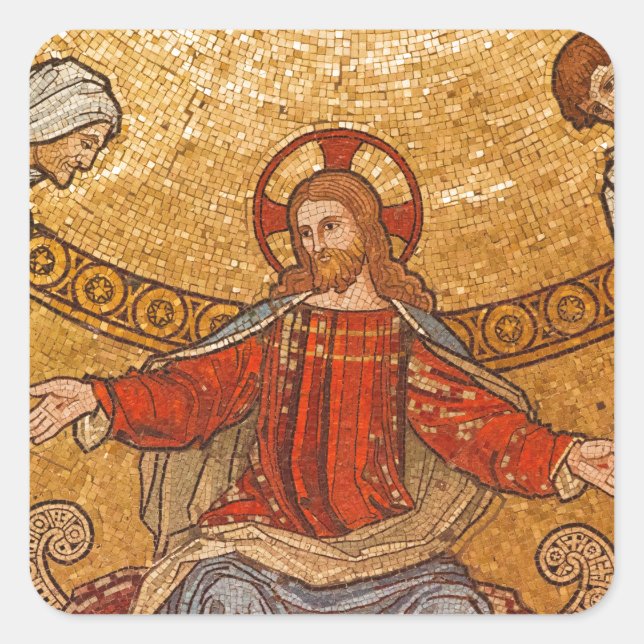 jesus christ mosaic square sticker (Front)