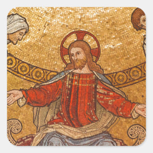 jesus christ mosaic square sticker