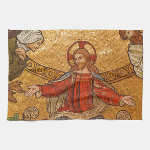 jesus christ mosaic tea towel