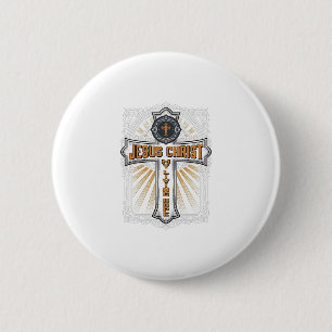Jesus Christ My Living Hope Vintage Cross 6 Cm Round Badge